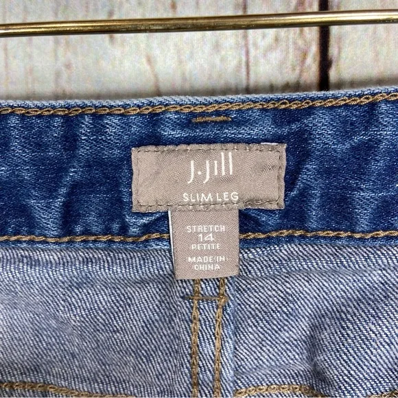 J Jill Jeans Womens 14P Blue Slim Leg Petite Mid Rise Stretch Denim Pants - Picture 3 of 11